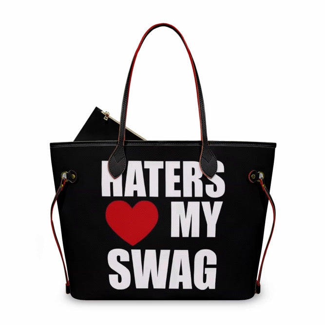 hater luv my swag tote bag