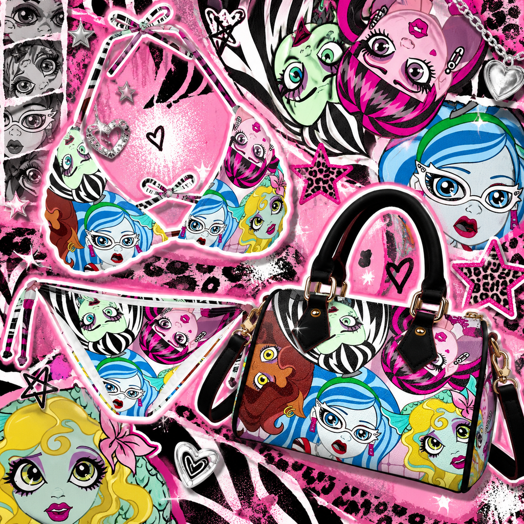 monster high swimsuit set💙🩷💜