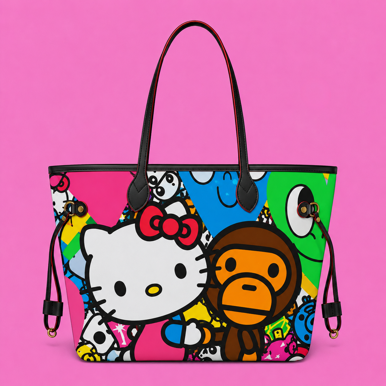 rainbow kitty tote bag