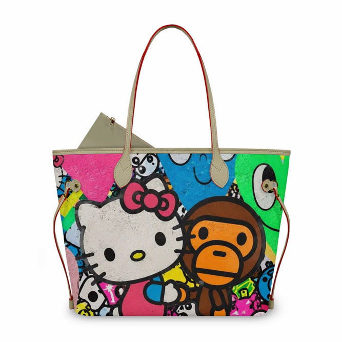 rainbow kitty tote bag