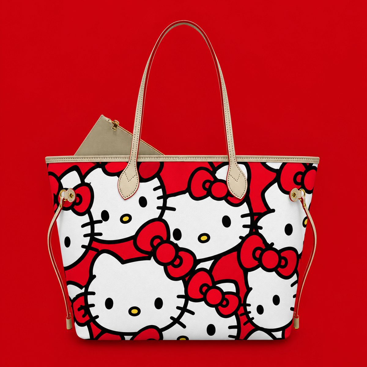 red pretty kitty tote bag
