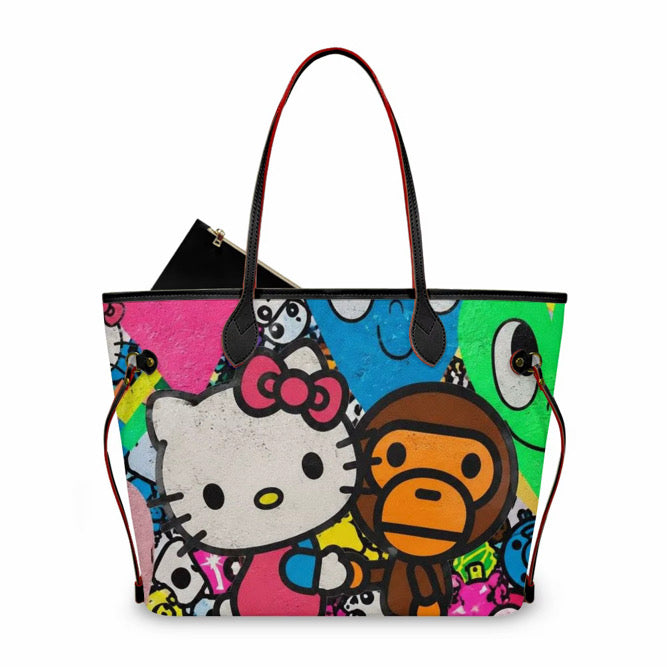rainbow kitty tote bag
