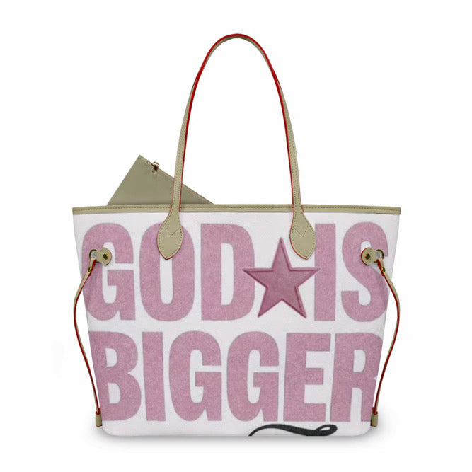 God is bigger tote bag